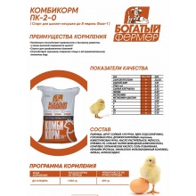 Комбикорм Богатый Фермер старт для цыплят кур-несушек от 0 до 8 недель, гранула 2мм, 25 кг