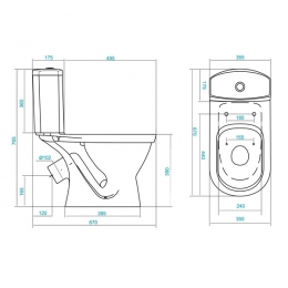 Бачок АЛЬКОР с крышкой, белый (16 см) Santek