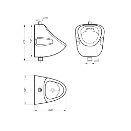 Писсуар Орион верт вып, d 45 без крепл Sanita