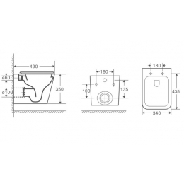 Унитаз подвесной Azario Teramo AZ-0052-UQ, безободковый, торнадо, с сиденьем микролифт