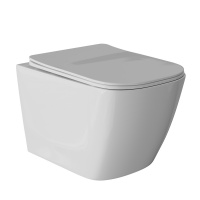 Унитаз подвесной безободковый WAVE QUADRO сиденье дюропласт, микролифт, белый глянец