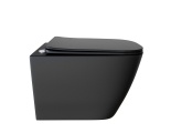 Унитаз подвесной безободковый WAVE QUADRO сиденье дюропласт, микролифт, черный матовый