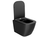 Унитаз подвесной безободковый WAVE QUADRO сиденье дюропласт, микролифт, черный матовый