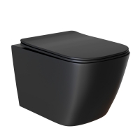 Унитаз подвесной безободковый WAVE QUADRO сиденье дюропласт, микролифт, черный матовый