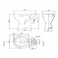 Унитаз-компакт Лобненского завода Универсал NEW 90, горизонтальный выпуск, нижний подвод, сиденье