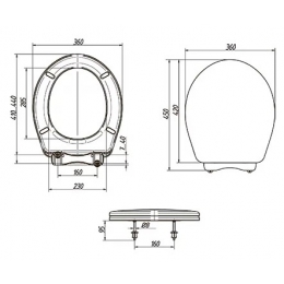 Сиденье для унитаза ОРИО К-01 универсальное белое 360х420мм, межосевое 160мм