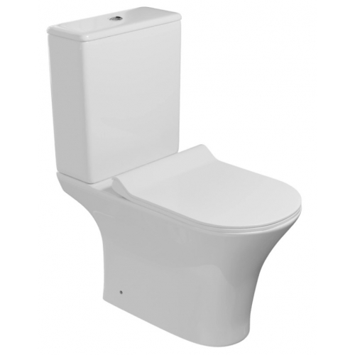 Унитаз-компакт безободковый WAVE STAR сиденье полипропилен, микролифт, быстросъем, белый глянец купить в интернет магазине Санрай73