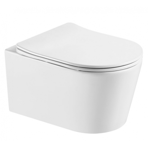 Унитаз Aquatek Оберон подвесной, безободковый, смыв торнадо, с сиденьем Микролифт купить в интернет магазине Санрай73