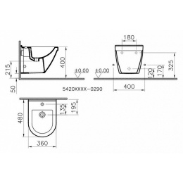Биде подвесное Vitra S50 5420B003-0288 белое с рамой