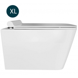 Унитаз подвесной безободковый WAVE LEON XL, сиденье дюропласт, микролифт, белый глянец