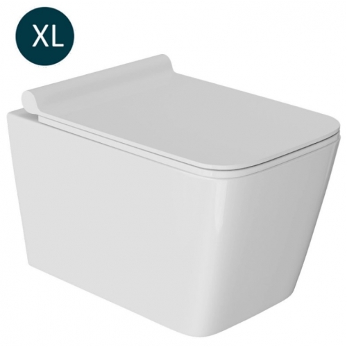 Унитаз подвесной безободковый WAVE LEON XL, сиденье дюропласт, микролифт, белый глянец купить в интернет магазине Санрай73