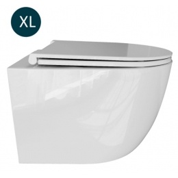 Унитаз подвесной безободковый WAVE LARA сиденье дюропласт, микролифт, белый глянец, XL