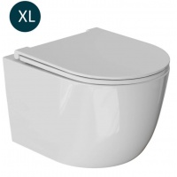 Унитаз подвесной безободковый WAVE LARA сиденье дюропласт, микролифт, белый глянец, XL