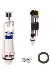 Арматура бачка унитаза Wave универсальный подвод, заливной клапан, 1/2", кнопка хром