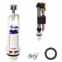 Арматура бачка унитаза Wave универсальный подвод, заливной клапан, 1/2", кнопка хром