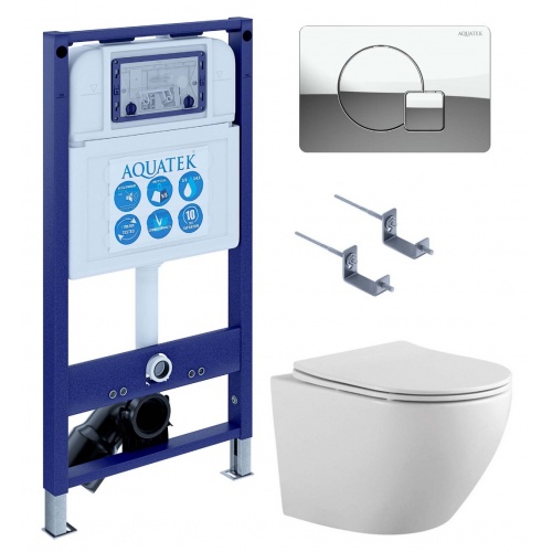 Комплект Aquatek Унитаз Европа AQ1901-00 + инсталляция INS-0000024 + кнопка KDI-0000067 + крепеж купить в интернет магазине Санрай73
