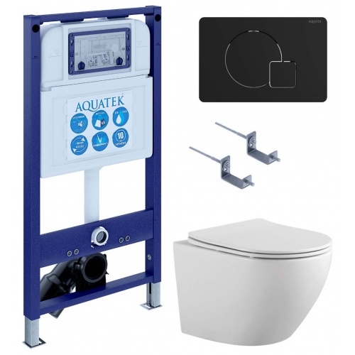 Комплект Aquatek Унитаз Европа AQ1901-00 + инсталляция INS-0000024 + кнопка KDI-0000069 + крепеж купить в интернет магазине Санрай73