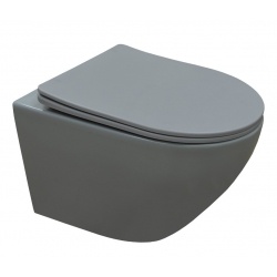 Унитаз подвесной Azario Grado безободковый, с быстросъемным сидением микролифт, серый матовый