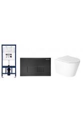 Комплект HOLLER Инсталляция MQ102 + Унитаз WIND LUX торнадо, микролифт + Клавиша MBV черный матовый