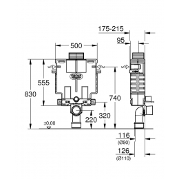 Инсталляционный комплект для унитаза GROHE Uniset для обмуровки (0,82 м)  38415001