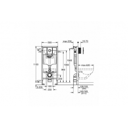 Инсталляция д/унитаза GROHE 38 813 001 RAPID SL круг