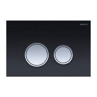 Панель смыва Aquatek Черная закаленное стекло, клавиши круглые, ободок хром