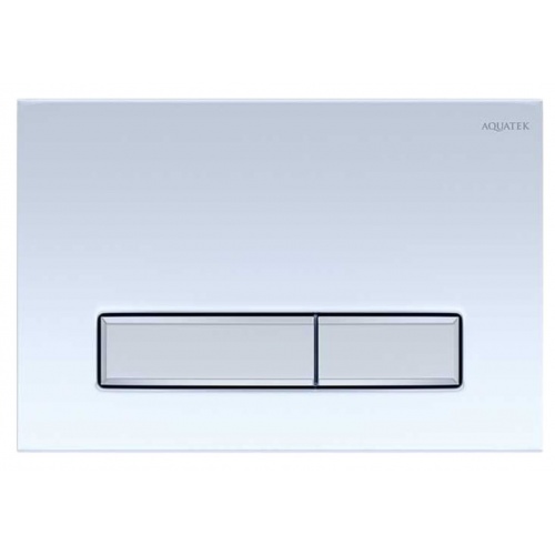 Панель смыва Aquatek Slim Белая глянец, клавиши прямоугольные хром купить в интернет магазине Санрай73