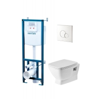 Комплект инсталляции Santek ПЭК НЕО rimless безободковый унитаз, крышка микролифт, кнопка хром