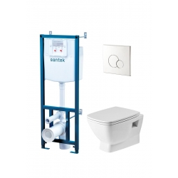 Комплект инсталляции Santek ПЭК НЕО rimless безободковый унитаз, крышка микролифт, кнопка хром