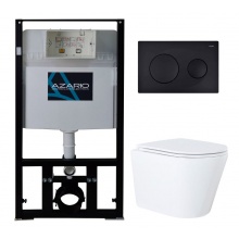 Комплект AZARIO инсталляция с панелью смыва, унитаз Teramo овальный, сидение микролифт, клавиша 0013