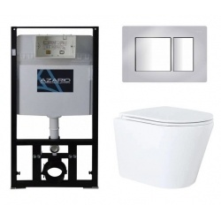 Комплект AZARIO инсталляция с панелью смыва, унитаз Teramo овальный, сидение микролифт, клавиша 0031