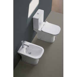 Унитаз напольный Azario Fretta Square AZ-5121 безободковый с бачком и сиденьем микролифт