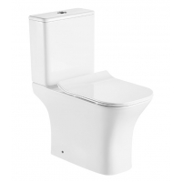 Унитаз напольный Azario Fretta Square AZ-5121 безободковый с бачком и сиденьем микролифт