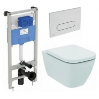 Комплект 3в1 Ideal Standard i.Life B Унитаз с сиденьем, Пневматическая инсталляция с кнопкой