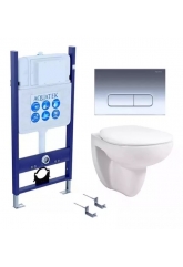 Комплект Aquatek Унитаз Каир A1170-00 + инсталляция INS-0000014 + панель смыва KDI-0000016 + крепеж