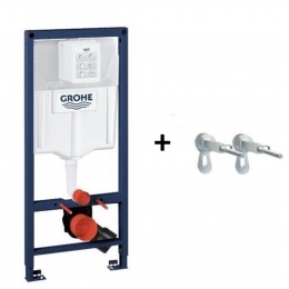 Инсталляция для унитаза 5 в 1 Grohe Rapid SL 38536001 панель черная матовая, звукоизоляция, редуктор