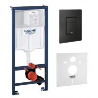 Инсталляция для унитаза 5 в 1 Grohe Rapid SL 38536001 панель черная матовая, звукоизоляция, редуктор