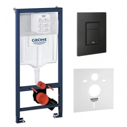 Инсталляция для унитаза 5 в 1 Grohe Rapid SL 38536001 панель черная матовая, звукоизоляция, редуктор