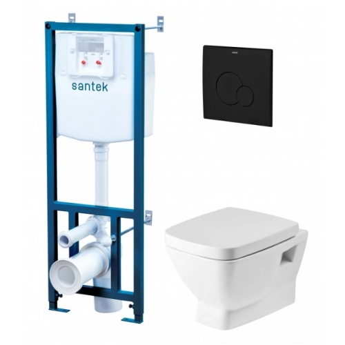Комплект инсталляции Santek ПЭК НЕО подвесной унитаз, сиденье микролифт, панель черная купить в интернет магазине Санрай73