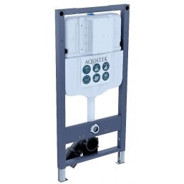 Инсталляция Aquatek Pneumo N49 для подвесного унитаза, рама, пневматическое управление, шумоизоляция