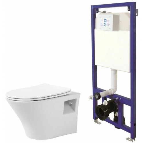 Комплект Basardo Инсталляция BS-112-001 + Унитаз подвесной BS-115-00 с сиденьем микролифт быстросъем купить в интернет магазине Санрай73