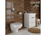 Комплект Cersanit Delfi с сиденьем Микролифт и клавишей слива хром