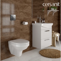 Комплект Cersanit Delfi с сиденьем Микролифт и клавишей слива хром