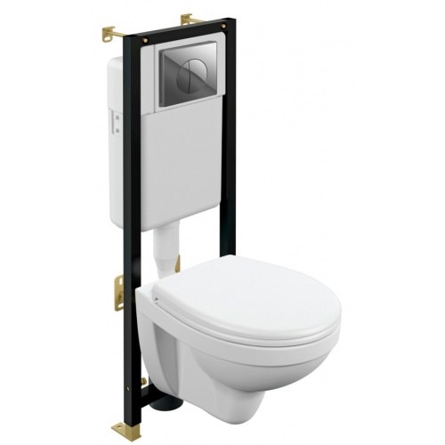 Комплект Cersanit Delfi с сиденьем Микролифт и клавишей слива хром купить в интернет магазине Санрай73