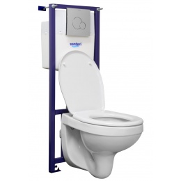 Комплект инсталляции Santeri ПЭК Альфа подвесной унитаз, сиденье, панель хром глянец