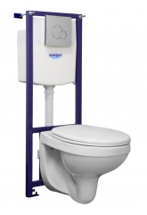 Комплект инсталляции Santeri ПЭК Альфа подвесной унитаз, сиденье, панель хром глянец