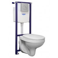 Комплект инсталляции Santeri ПЭК Альфа подвесной унитаз, сиденье, панель хром глянец