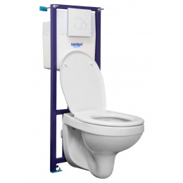 Комплект инсталляции Santeri ПЭК Альфа подвесной унитаз, сиденье, панель белая