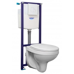 Комплект инсталляции Santeri ПЭК Альфа подвесной унитаз, сиденье, панель белая