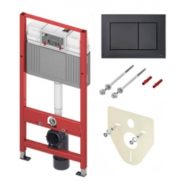 Комплект TECEbase 2.0 для установки подвесного унитаза с черной матовой панелью смыва TECEnow